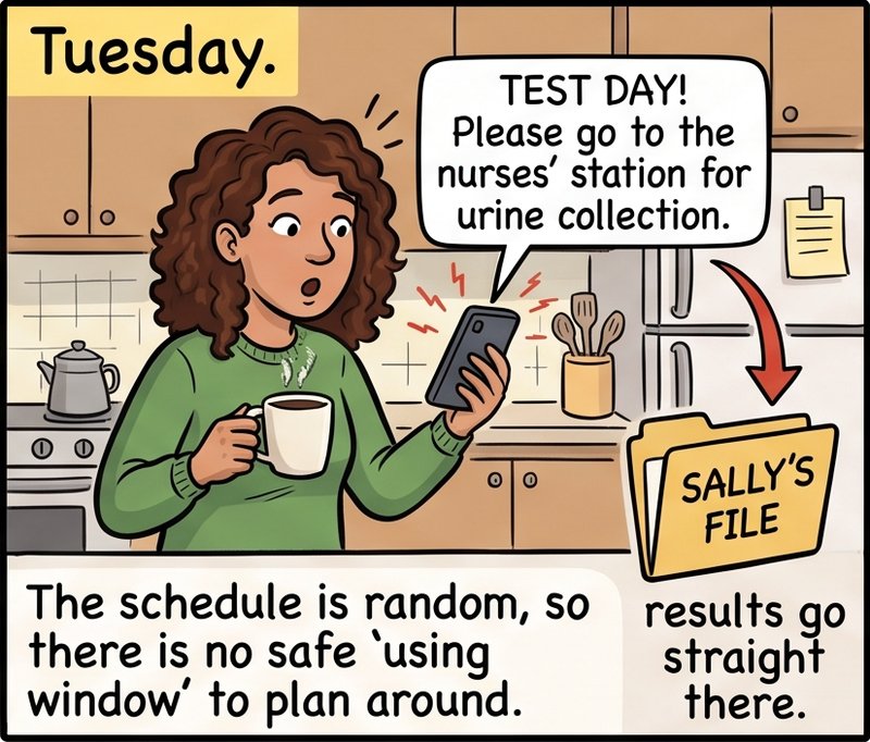 Tuesday: Sally is told it is a test day